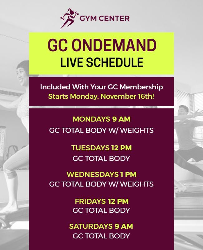 Gym Schedule on Demand Fitness Flyer Template