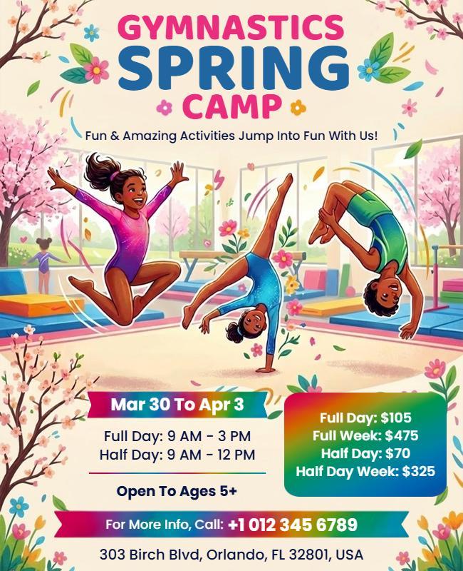 Gymnastics Spring Camp Event Flyer Template