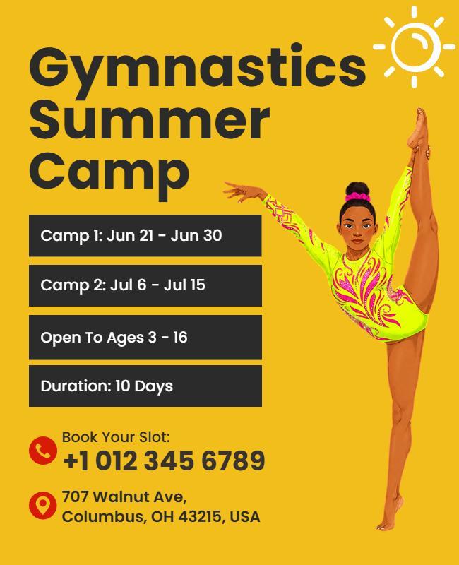 Gymnastics Summer Camp Promotion Poster Template