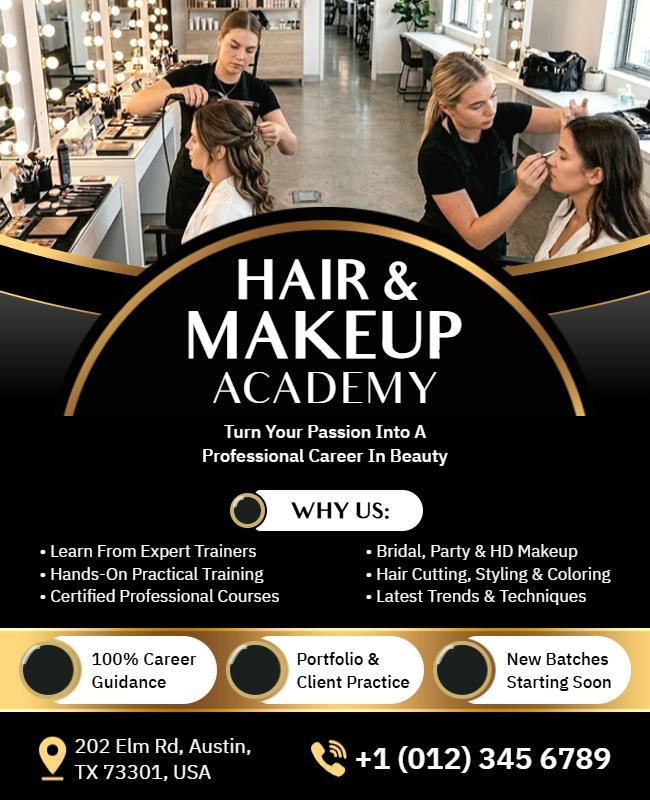 Hair and Makeup Academy Training Poster Template