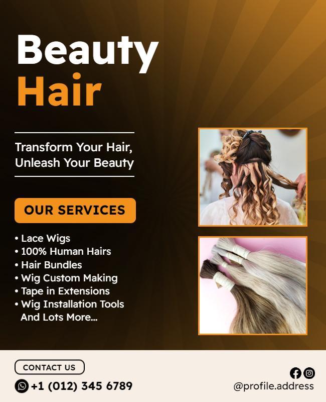 Hair Beauty Services Promotional Flyer Template