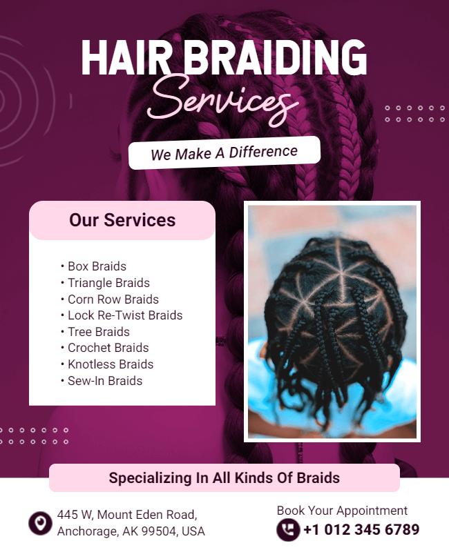 Hair Braiding Services Promotional Flyer Template