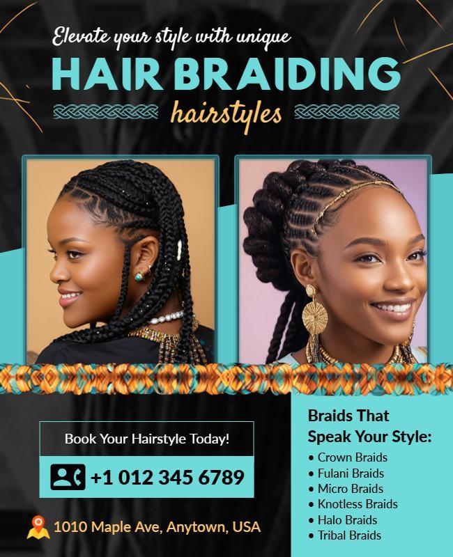 Hair Braiding Styles Showcase Flyer Template