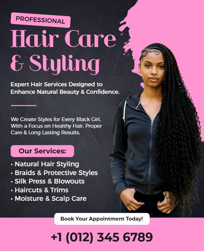 Hair Care and Styling Services Flyer Template