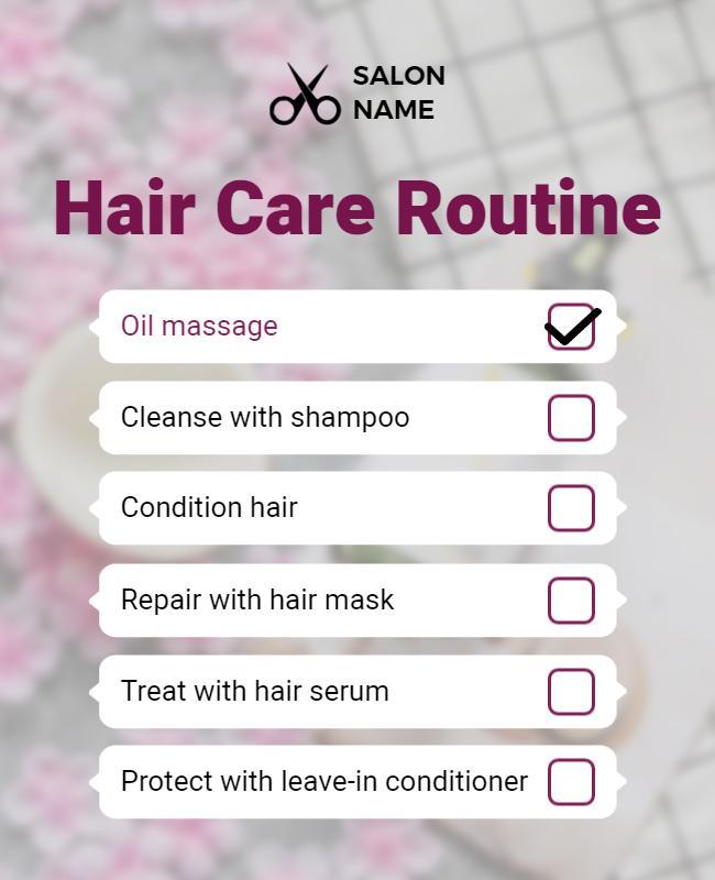 Hair Care Routine Checklist Flyer Template