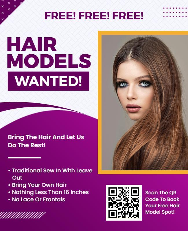 Hair Models Wanted Recruitment Flyer Template