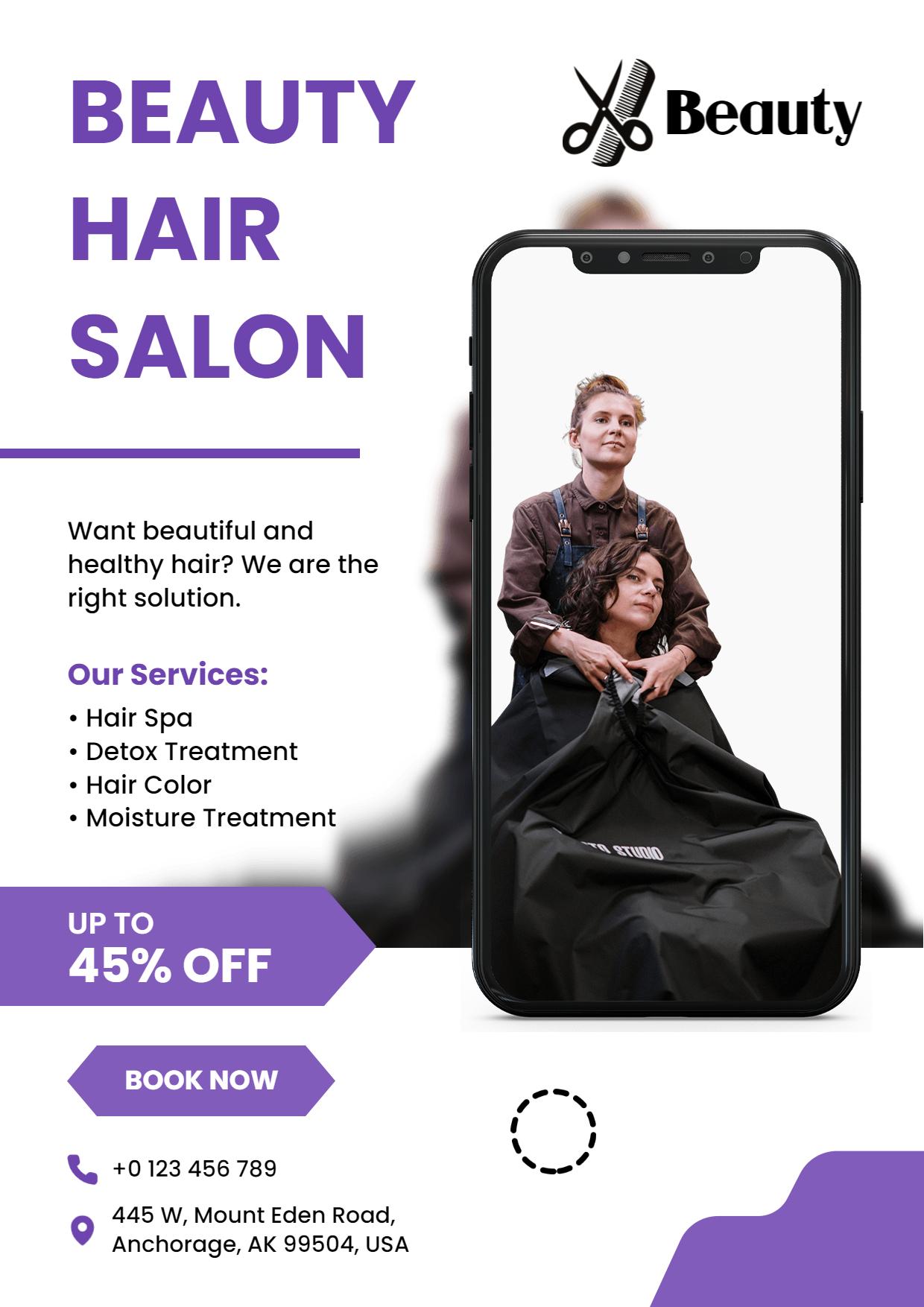 Hair Salon Beauty Services Promotion A4 Flyer Template