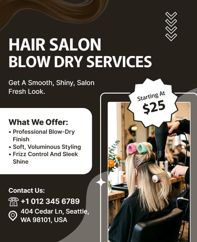 Hair Salon Blow Dry Services Poster Template
