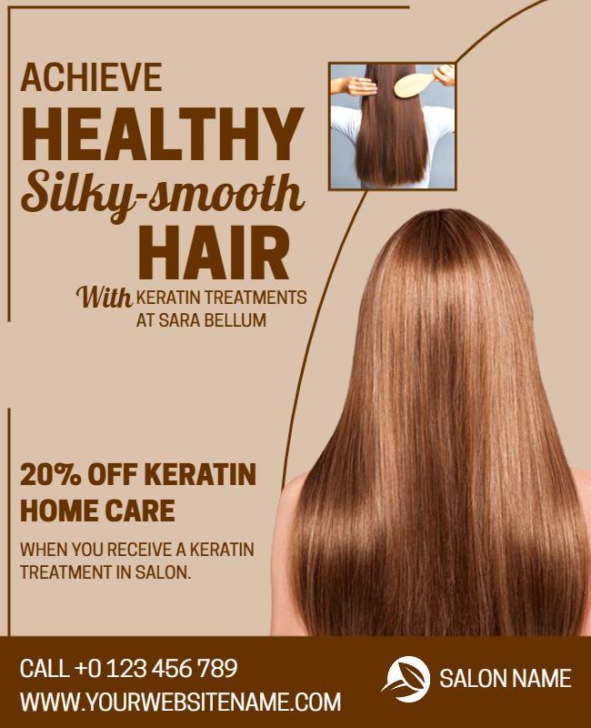 Hair Salon Keratin Treatment Promotion Flyer Template