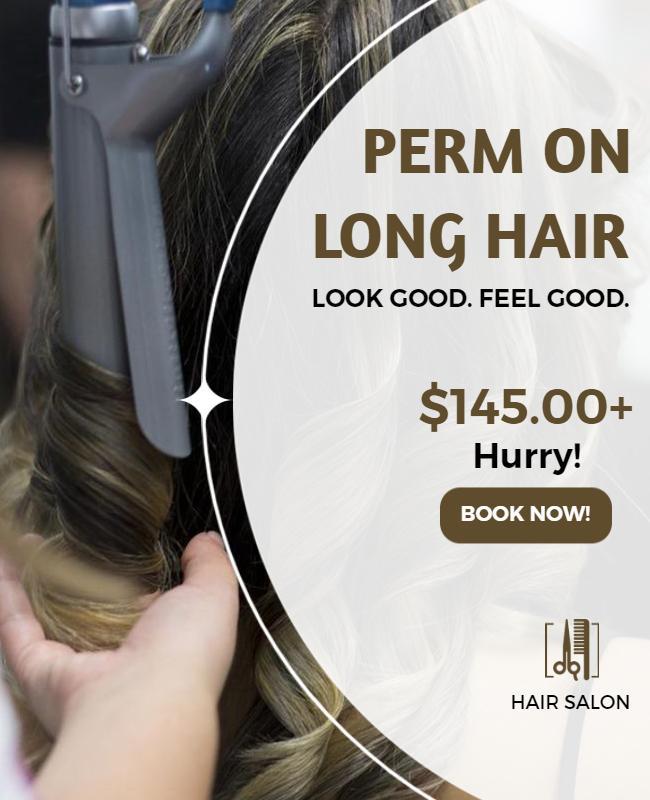 Hair Salon Perm Services Promotional Flyer Template