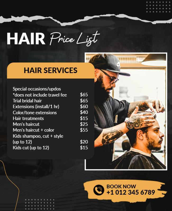 Hair Salon Price List Flyer Template