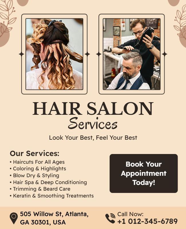 Hair Salon Services Advertisement Poster Template