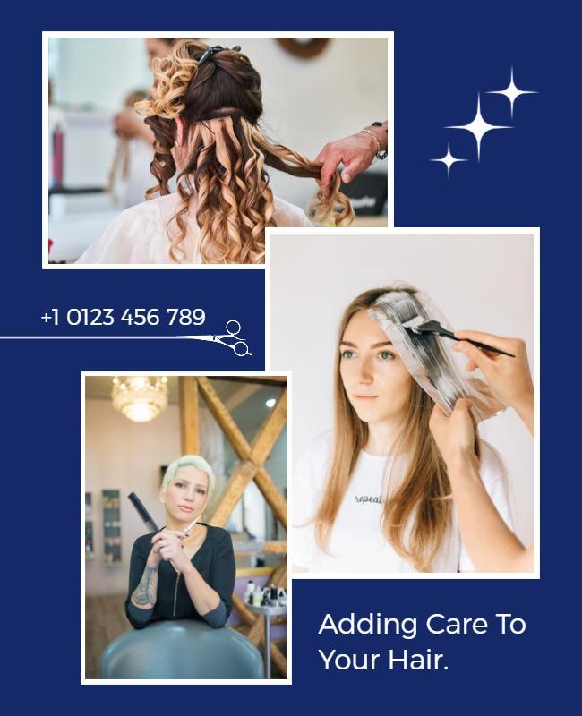 Modern Blue Hair Care Salon Service Promotion Flyer Template