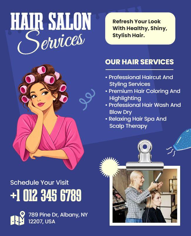 Hair Salon Styling Services Promotional Flyer Template