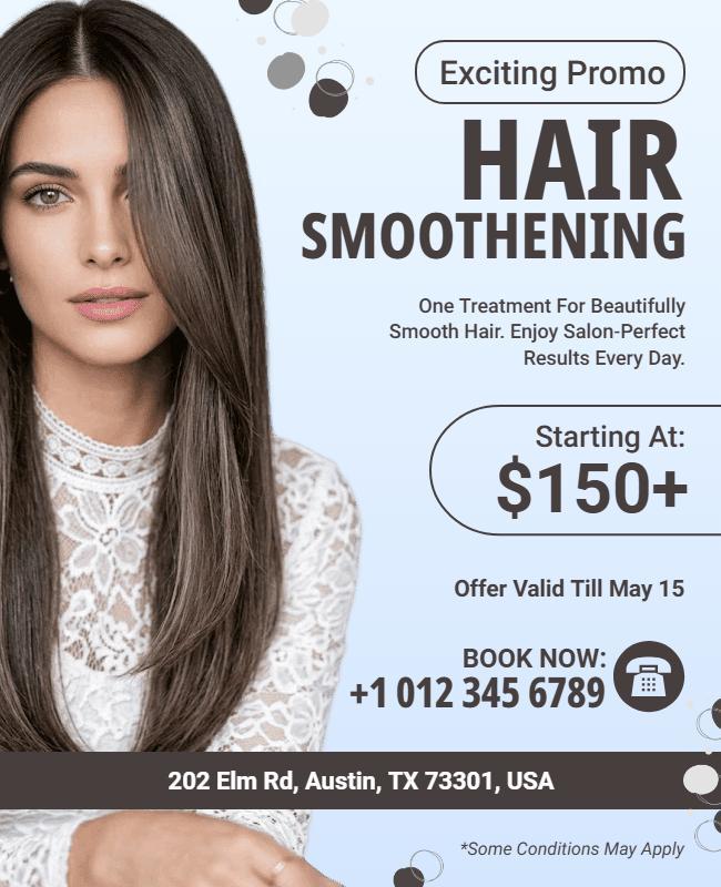 Hair Smoothening Treatment Promotion Poster Template