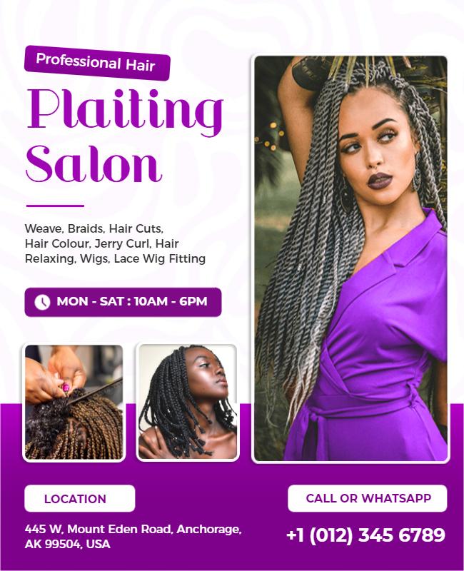 Hair Styling and Braiding Salon Services Flyer Template