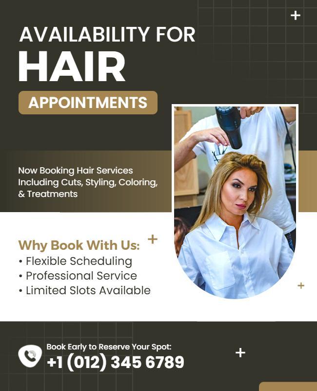 Hair Styling and Coloring Availability Flyer Template
