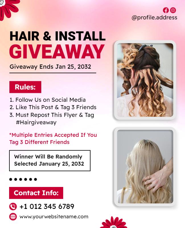 Hair Styling Giveaway Promotion Flyer Template