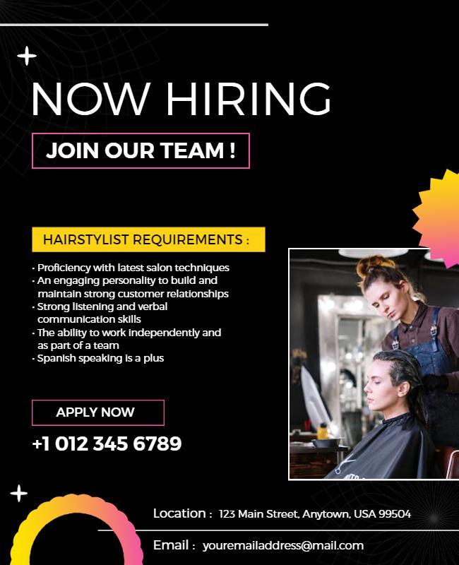 Hair Stylist Job Hiring Flyer Template