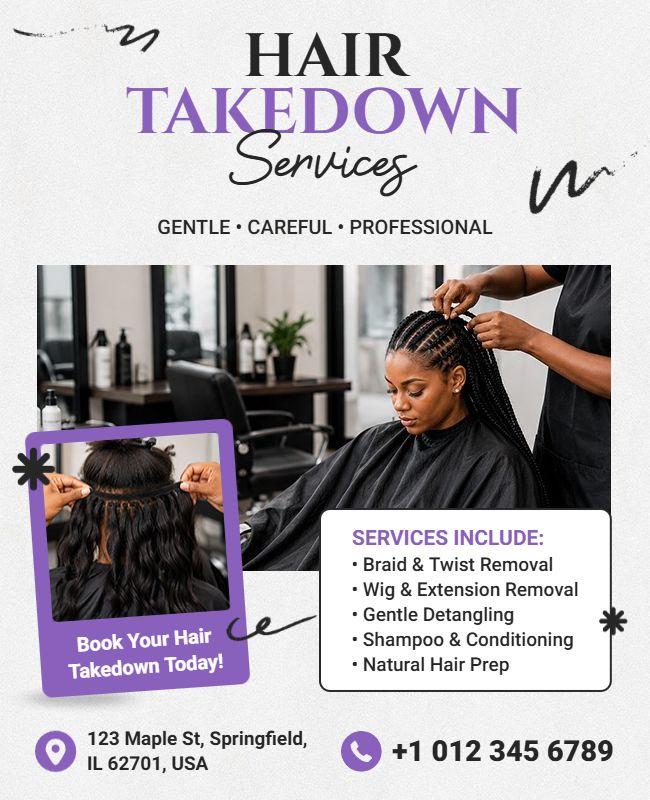 Hair Takedown Services Promotional Flyer Template