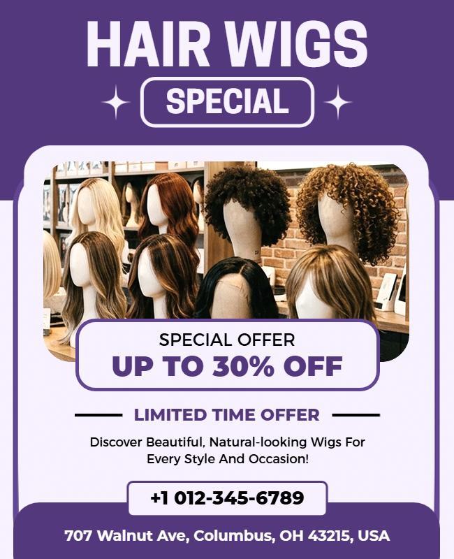 Hair Wigs Special Discount Poster Template