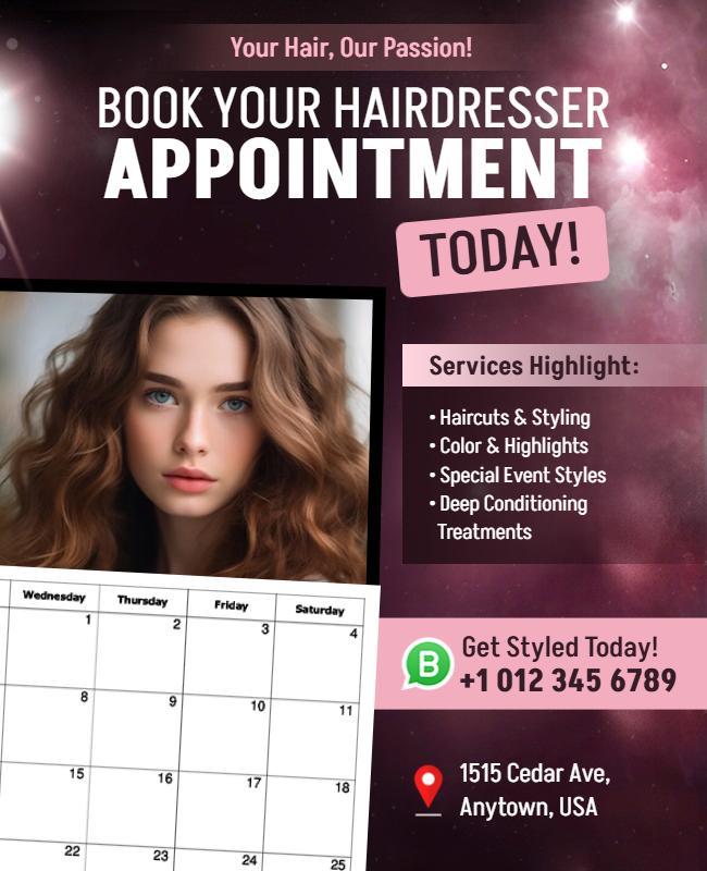 Hairdresser Appointment Booking Service Flyer Template