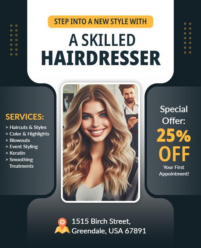 Hairdresser New Style Promotion with Special Offer Flyer Template