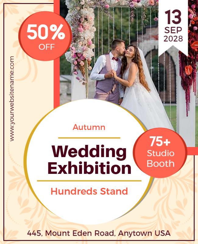 Half Colonial White Wedding Exhibition Flyer Template