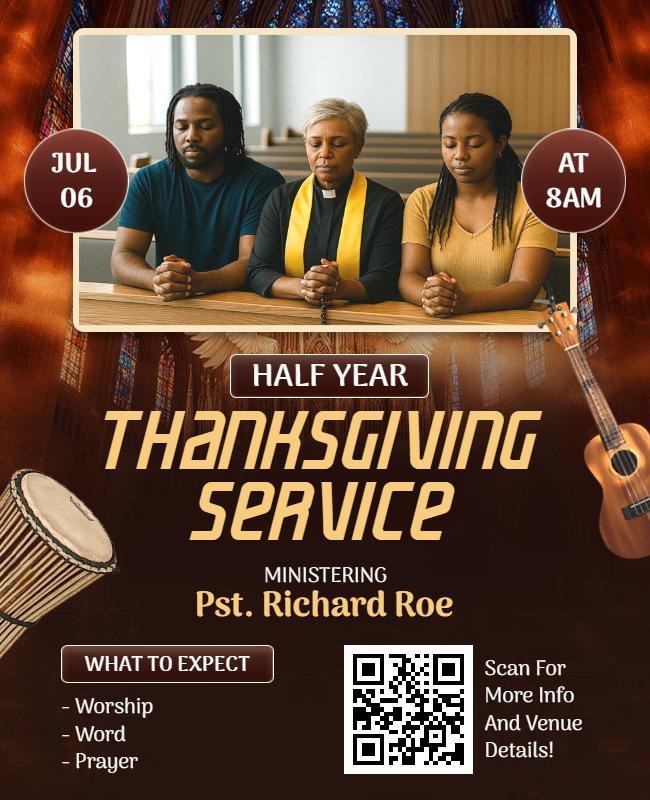 Half Year Thanksgiving Service Event Flyer Template