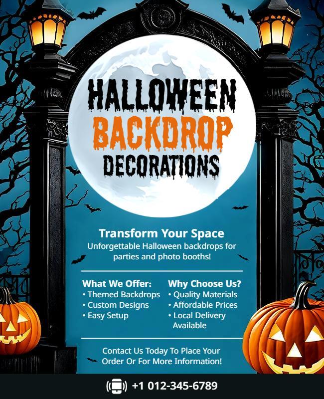 Halloween Backdrop Decorations Event Flyer Template