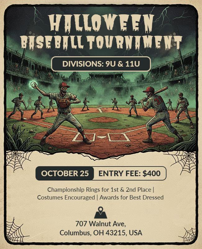 Halloween Baseball Tournament Event Flyer Template