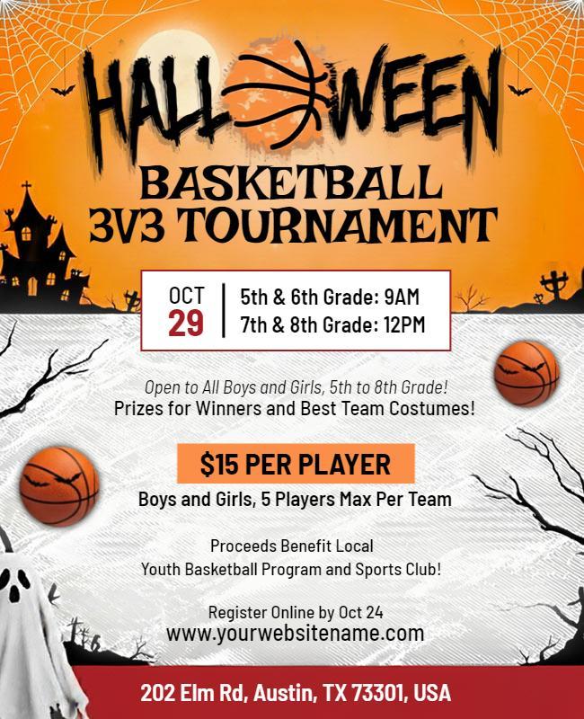 Halloween Basketball Tournament Event Flyer Template