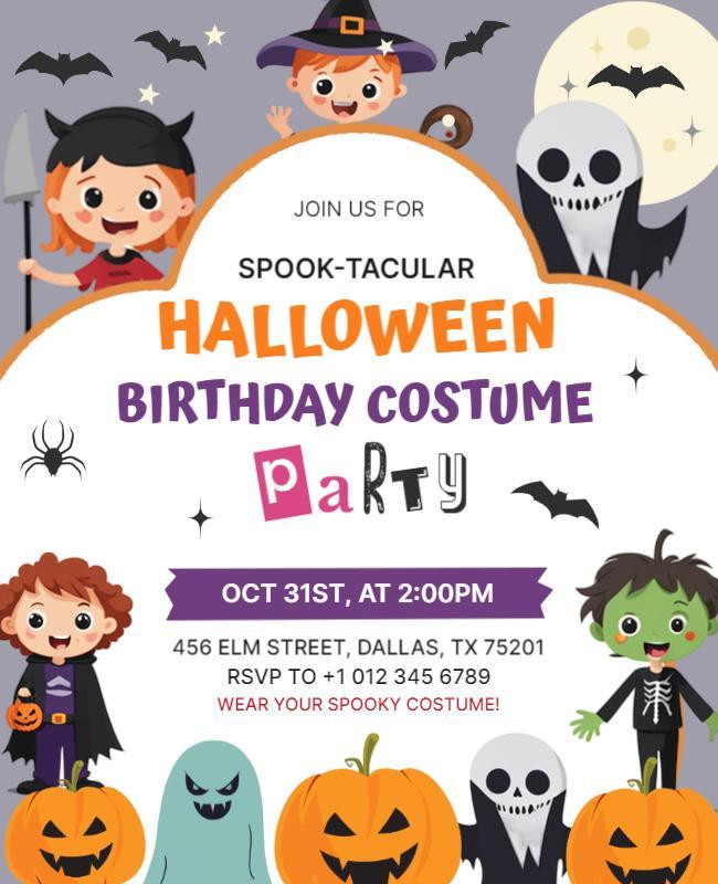 Halloween Birthday Costume Party Flyer Template