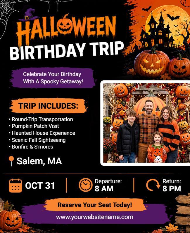 Halloween Birthday Trip Flyer Template