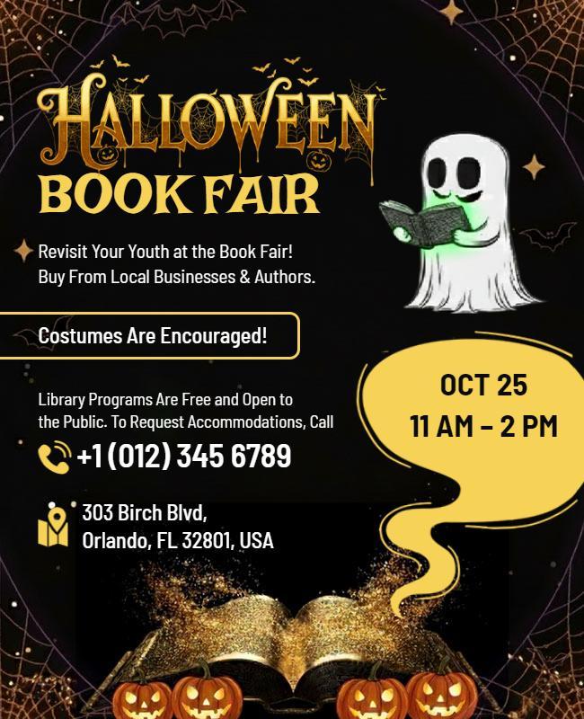 Halloween Book Fair Event Flyer Template