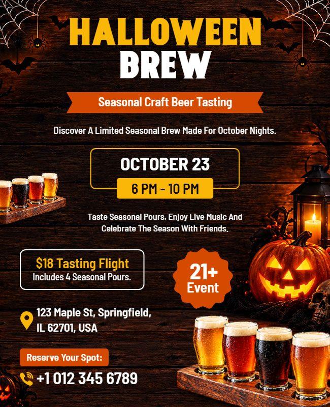 Halloween Brew Craft Beer Tasting Event Flyer Template