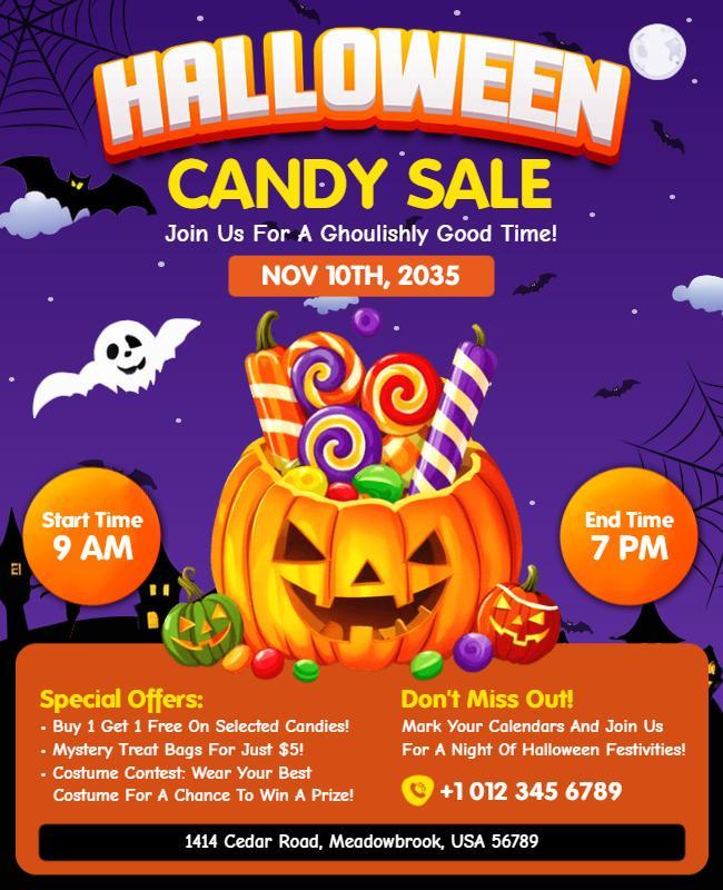 Halloween Candy Sale Event Flyer Template