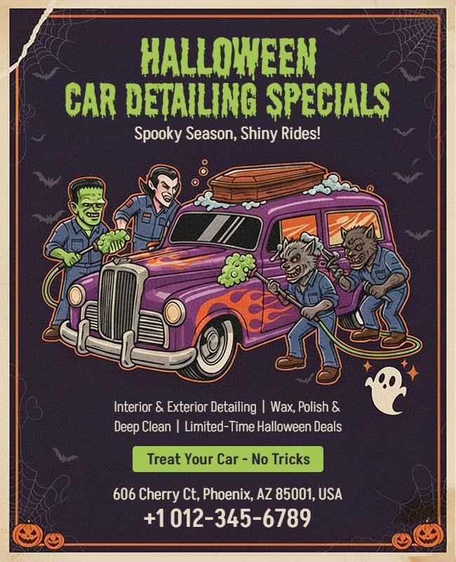 Halloween Car Detailing Service Special Flyer Template