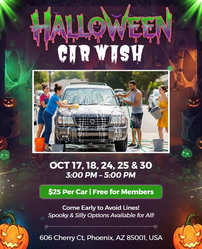 Halloween Car Wash Event Flyer Template