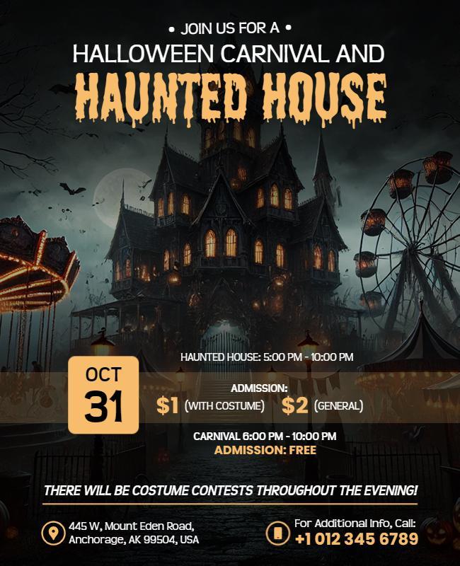 Halloween Carnival and Haunted House Event Flyer Template