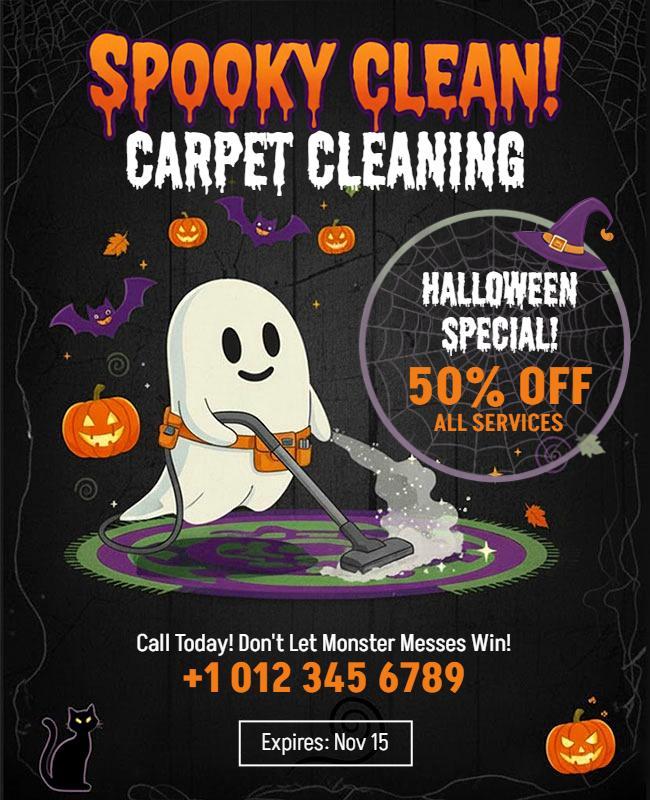 Halloween Carpet Cleaning Offer Flyer Template