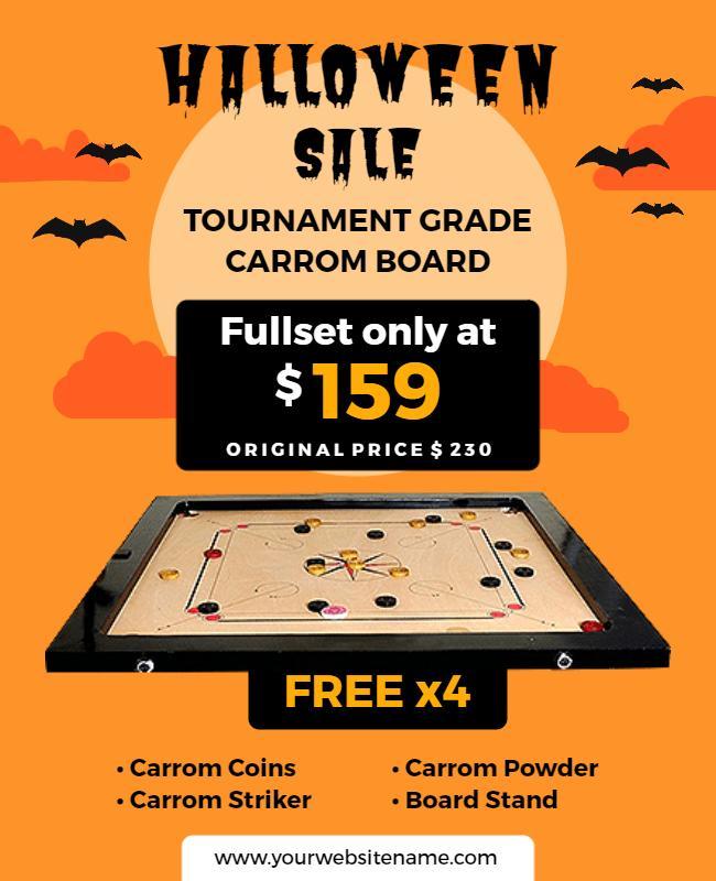 Halloween Carrom Board Sale Flyer Template