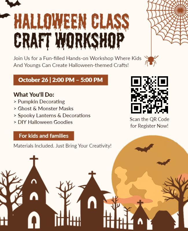 Halloween Class Craft Workshop Event Flyer Template