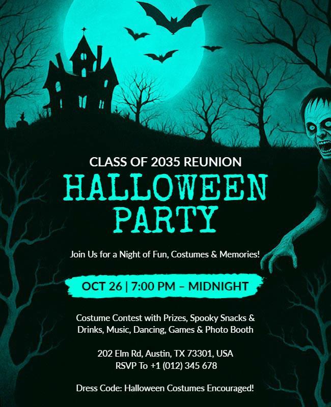 Halloween Class Reunion Party Flyer Template