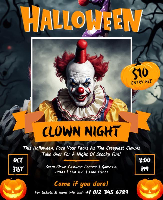 Halloween Clown Night Event Flyer Template