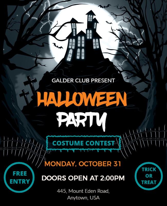 Spooky Haunted House Halloween Party Flyer Template