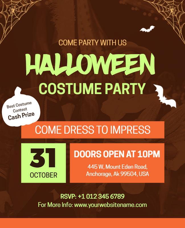 Spooky Themed Halloween Costume Party Invitation Flyer Template