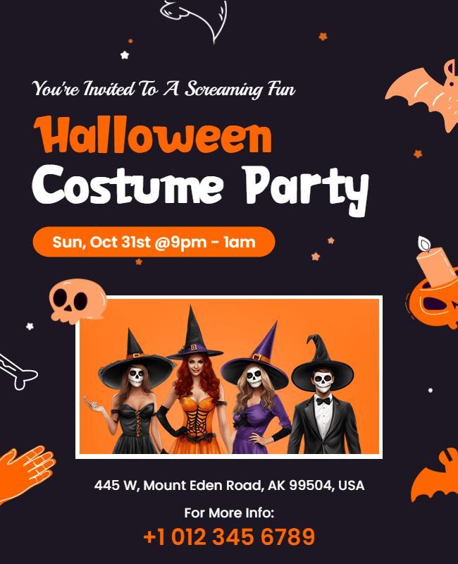 Halloween Costume Party Invitation Flyer Template