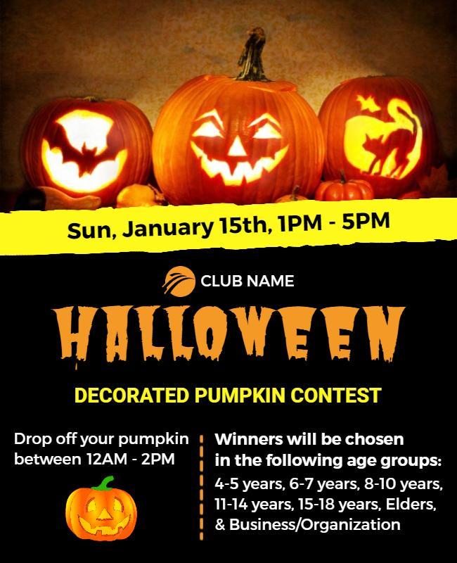 Halloween Decorated Pumpkin Contest Flyer Template