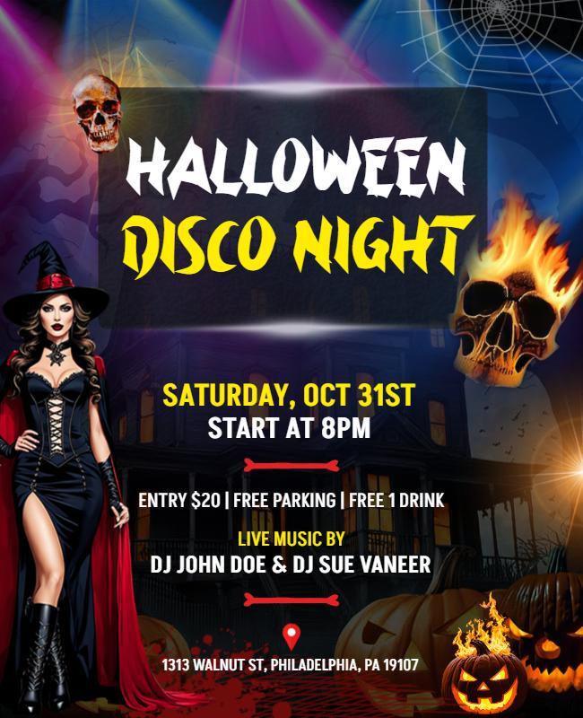 Halloween Disco Night Party Event Flyer Template